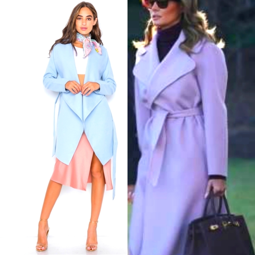 🆕️Light Blue Fleece Drape-Front Long Sleeve Jacke